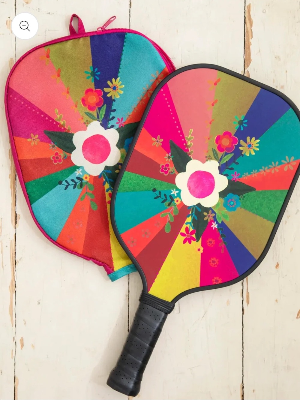 NATURAL LIFE Pickleball Paddle & Cover Set - Floral Rainbow Paddle Set